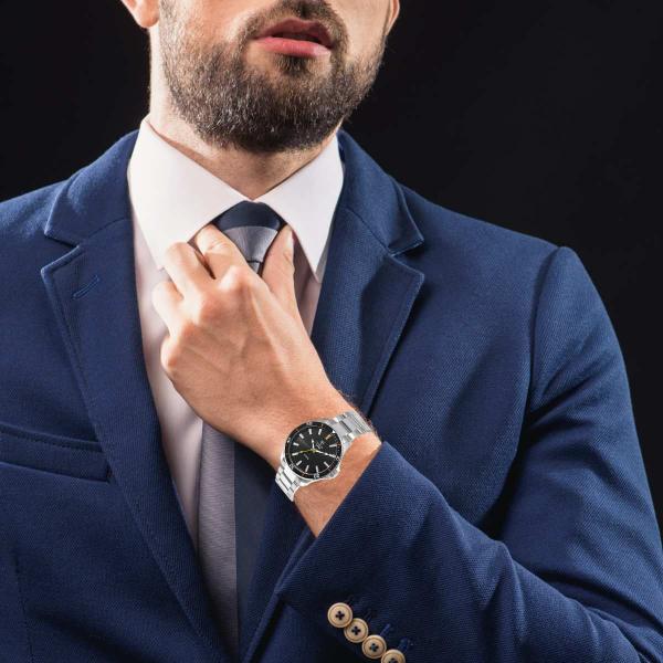 Relógio Tuguir Infinity Masculino Analógico Casual Aço Inóx Prova D'água Preto Prata TGI37008 Imagem de Relógio Tuguir Infinity Masculino Analógico Casual Aço Inóx Prova D'água Preto Prata TGI37008