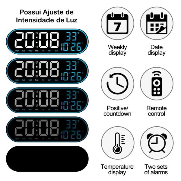 Imagem de Relógio Versátil Despertador Termômetro Calendário com Controle Remoto LE2163