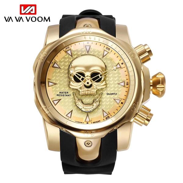 Imagem de Relógio Wokex Ghost Head Skull Quartz para homens à prova d'água