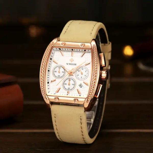 Imagem de Relógio Wwoor Masculino Elegant Quartzo com Pulseira de Couro