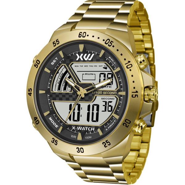 Imagem de Relogio X-Watch Masculino digital analogico dourado aço inox XMGSA004W BXKX-XW