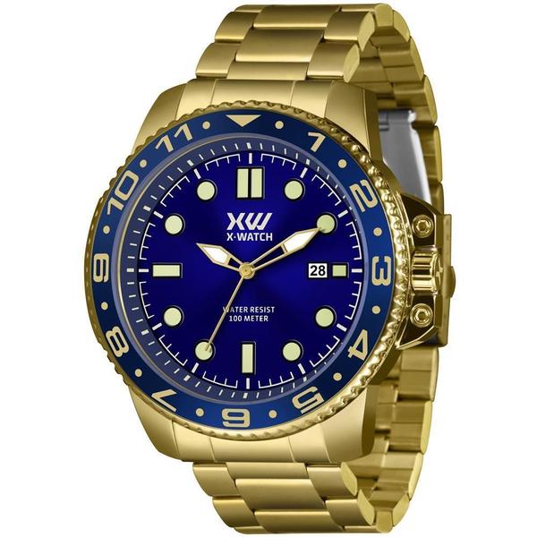 Imagem de Relógio X-Watch Masculino Dourado 57mm 100m