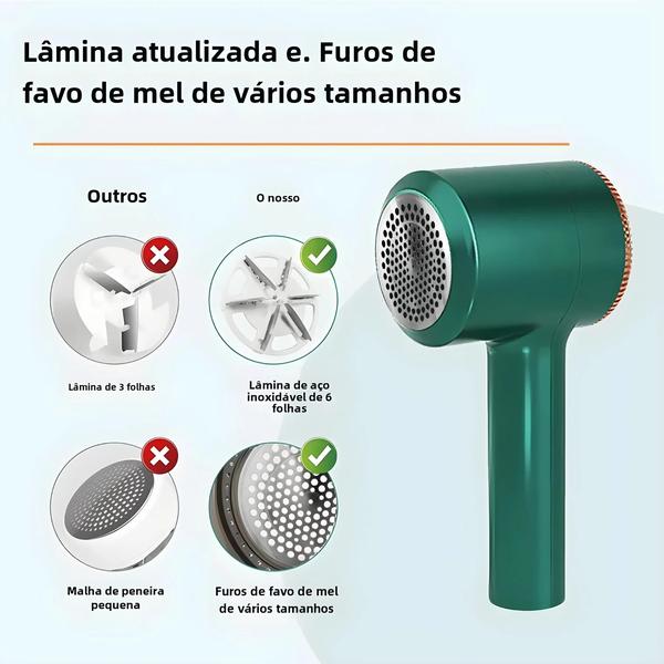 Imagem de Removedor de Fiapos Elétrico Recarregável Portátil - Para Roupas, Peluches e Mais