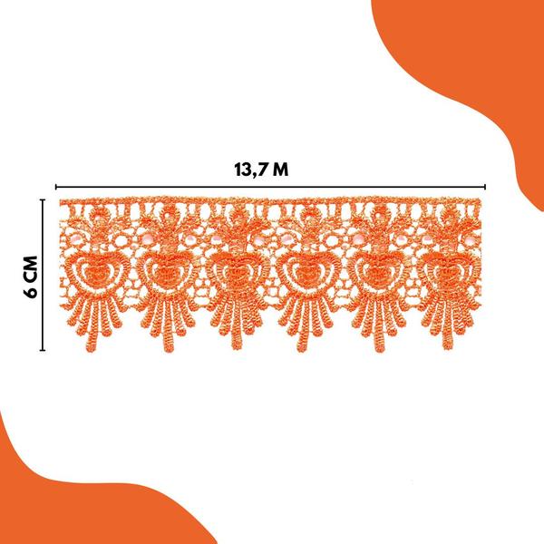Imagem de Renda De Guipír Chl-436 - Peça Com 13,7 Metros- Laranja - Nº: 523 - Nybc