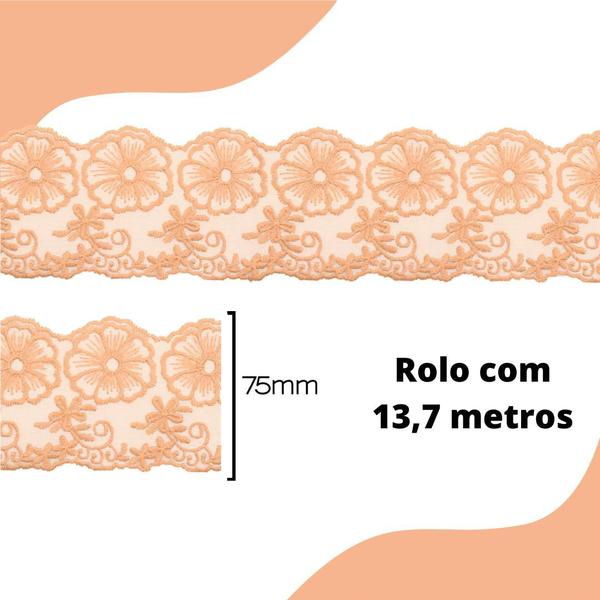 Imagem de Renda De Guipír Crl-01 - Salmão - Nº: 147 Rolo Com 13,7 Metros - Nybc