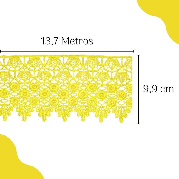 Imagem de Renda Guipír Amarelo Gema - Rolo Com 13,7 Metros - Chl185 - Nybc