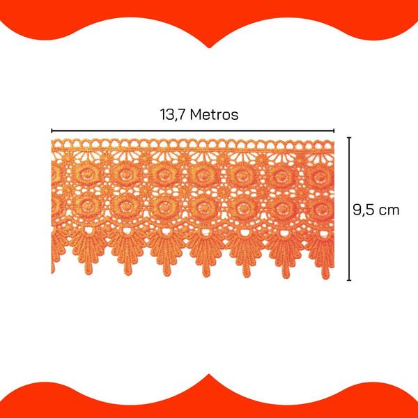 Imagem de Renda Guipír Laranja - Rolo Com 13,7 Metros - Chl427 - Nybc