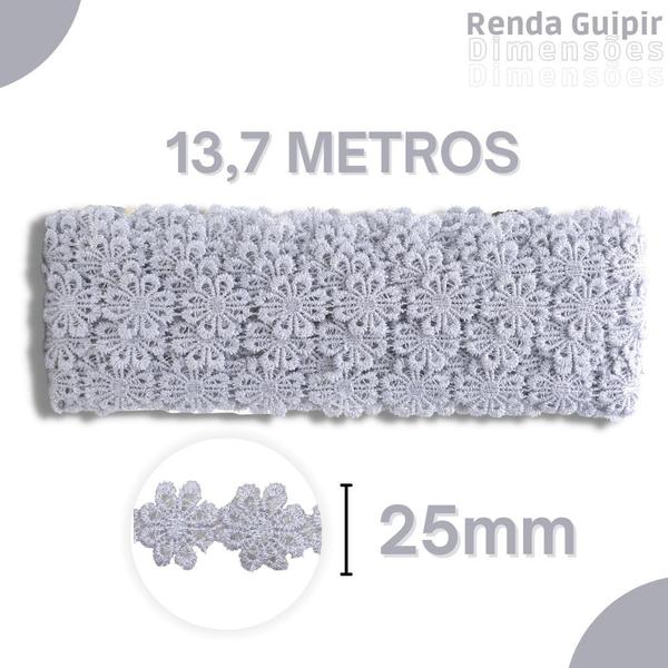 Imagem de Renda Guipír Prata - 25Mm Rolo Com 13,7 Metros - Chl207 - Nybc