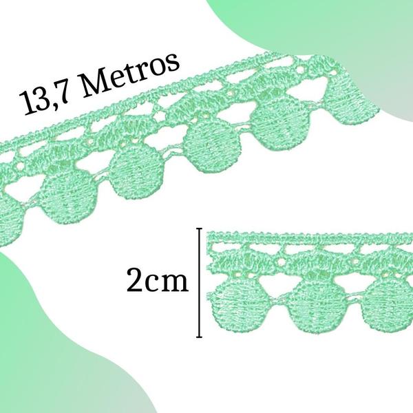 Imagem de Renda Guipír  - Rolo Com 13,7 Metros - Chl005 - Verde Água - Nº: 238 - Nybc