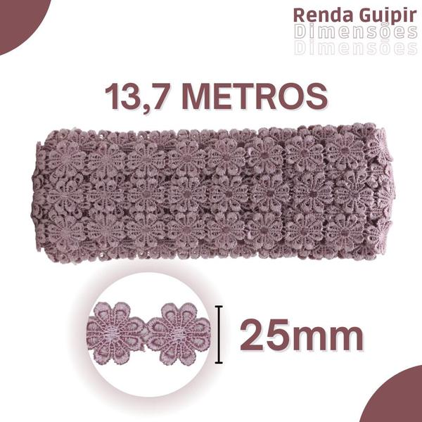 Imagem de Renda Guipír Rose Escuro - 25Mm Rolo Com 13,7 Metros - Chl207 - Nybc