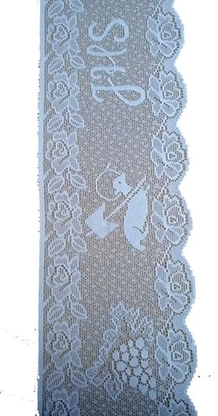 Renda Litúrgica Branca O Cordeiro Jhs 30 Cms Larg Com 10 Mts - Vidigal Imagem de Renda Litúrgica Branca O Cordeiro Jhs 30 Cms Larg Com 10 Mts