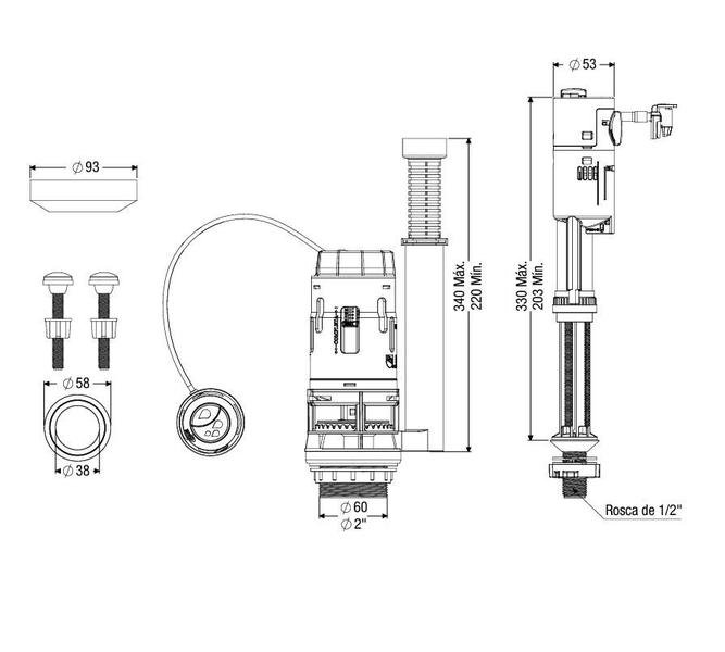 Imagem de Reparo Caixa Acoplada Master Flux Pro Universal Completo Censi