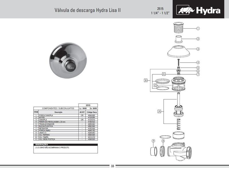 Imagem de Reparo Completo Válvula Hydra 2515 Lisa 2