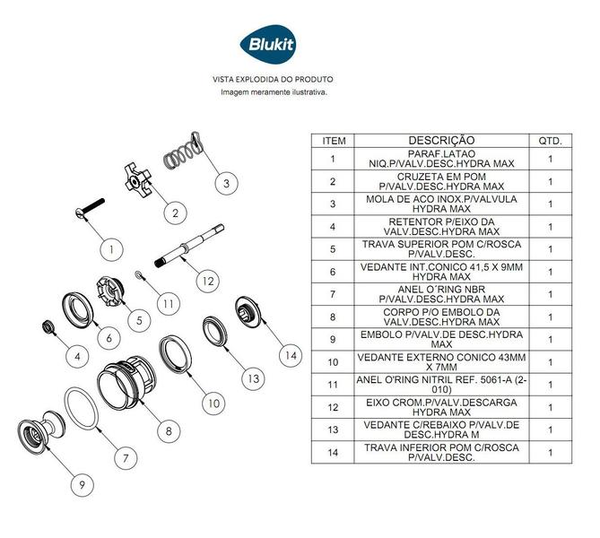 Reparo Descarga Válvula Hydra Max 2550 Clean Pro C/ Cruzeta 349406 - Blukit Imagem de Reparo Descarga Válvula Hydra Max 2550 Clean Pro C/ Cruzeta 349406