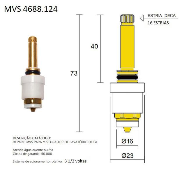 Imagem de Reparo MVS para Torneiras e Misturadores Deca 1256 e 1258 - 4688124