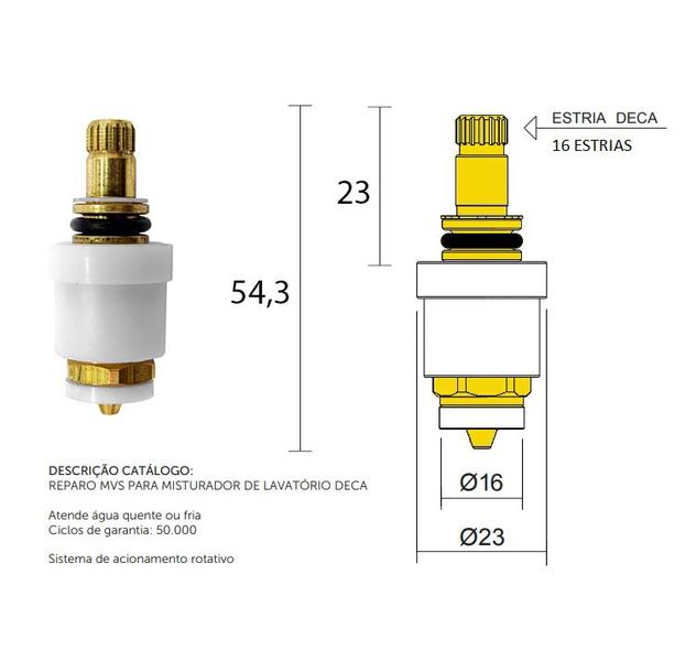 Imagem de Reparo MVS Torneira Deca Cozinha E Misturador 3 Voltas - 4688104