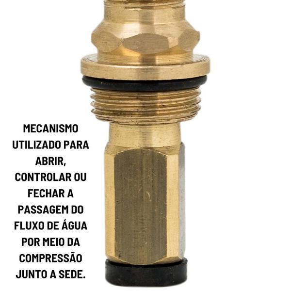 Imagem de Reparo Para Registro Pressão Latão Metal Amarelo Com Haste Latonada N 1 M-19 MVI Mecanismo Iguatemi