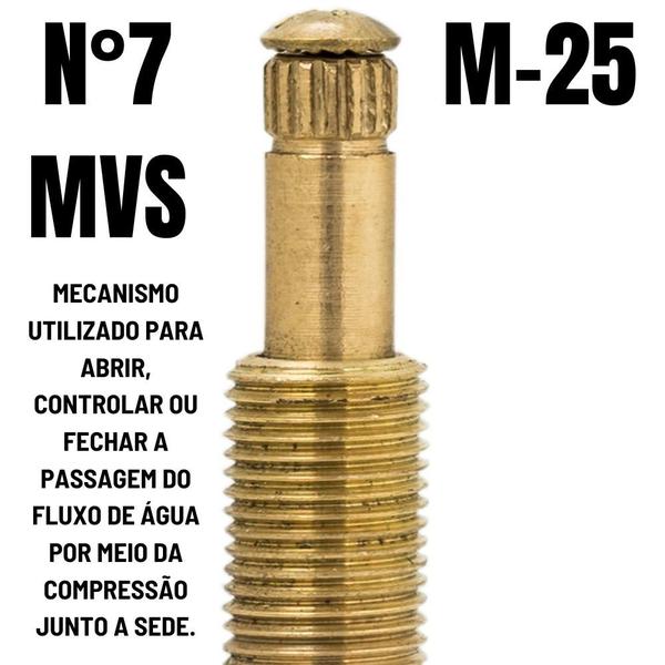 Imagem de Reparo Para Registro Pressão Nylon Metal Amarelo Com Haste Latonada N 7 M-25 MVS Mecanismo Iguatemi