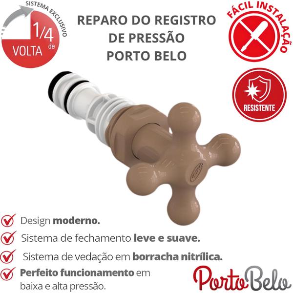 Imagem de Reparo Para Registro Pressão Sem Canopla Porto Belo Marrom Durín