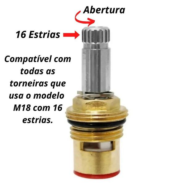 Reparo Para Torneira 1/4 Volta M18 Cerâmico 16 Estrias - SHOP RIBEIRO Imagem de Reparo Para Torneira 1/4 Volta M18 Cerâmico 16 Estrias