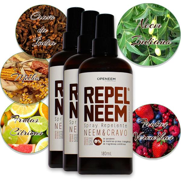 Imagem de Repel Neem Cravo 180ml - Openeem Combo 3 Unidades