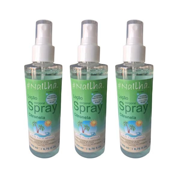 Imagem de Repelente Citronela Spray Antimosquito NaIlha kit 3 unid