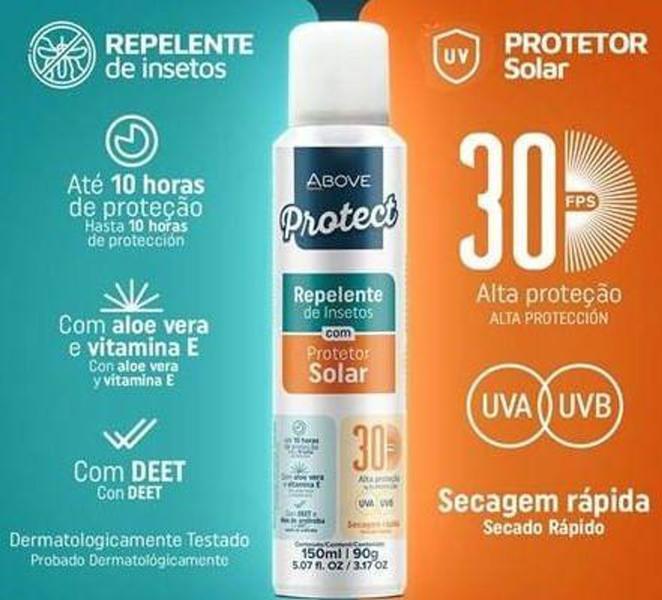 Imagem de Repelente de Insetos em Aerossol com Protetor Solar FPS30 Above 150ml. Até 10h de proteção. - BASTON