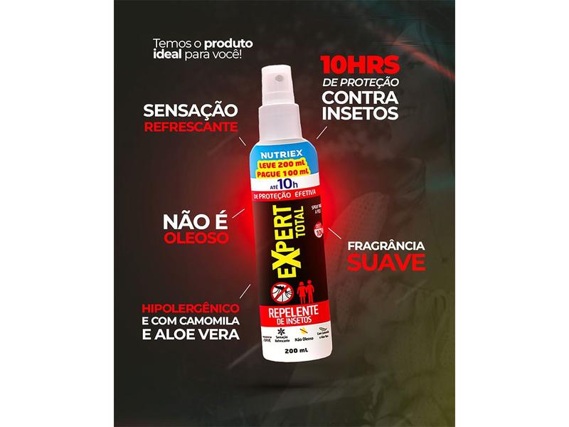 Repelente de Insetos Expert Total Contra Mosquitos da Dengue 200ml Spray Imagem de Repelente de Insetos Expert Total Contra Mosquitos da Dengue 200ml Spray