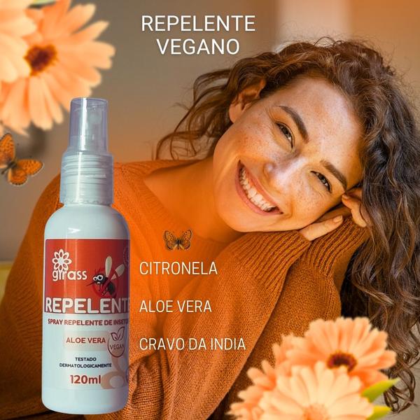 Imagem de Repelente de Insetos Spray  Vegano com Citronela, Cravo da Índia e ALoe Vera Girass 120ml