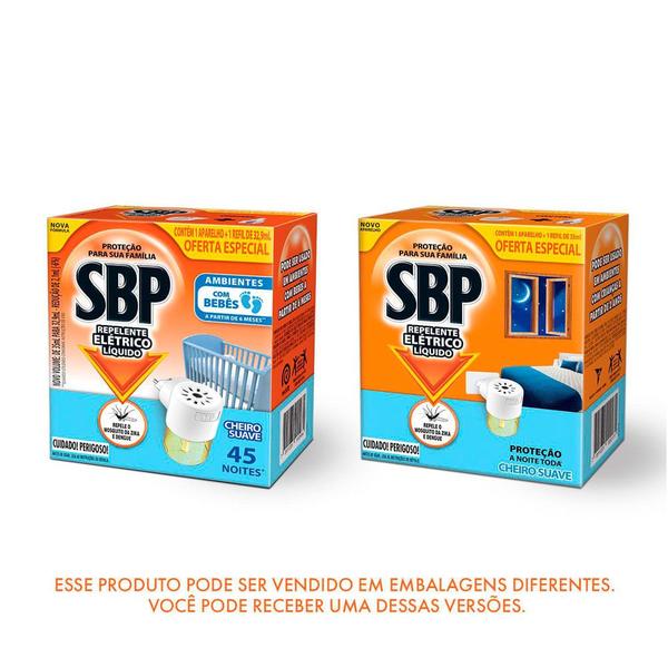 Imagem de Repelente Elétrico Líquido SBP 45 Noites Cheiro Suave com 1 Aparelho + 1 Refil de 35ml Oferta Especial