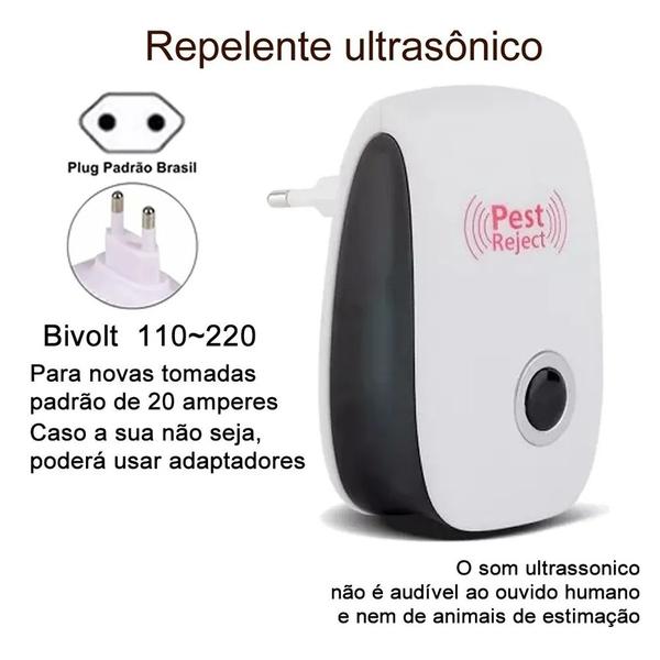 Imagem de Repelente Eletrônico Ultrassônico Anti-Pragas Espanta Ratos Baratas Inseto Mosquito