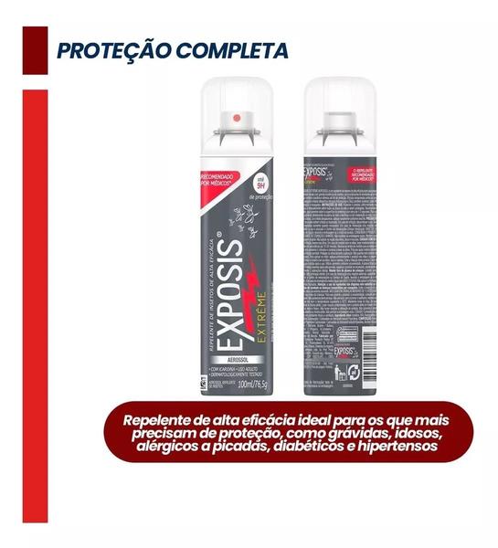 Imagem de Repelente Exposis Com Icaridina Spray Aerosol 100ml Kit 3Un.