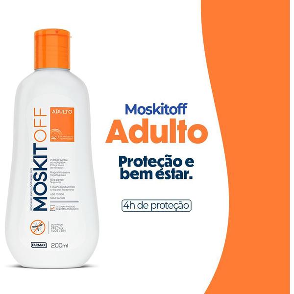 Imagem de repelente moskitoff com aloe vera 4 horas de proteção contra mosquito da dengue loção 14x200ml