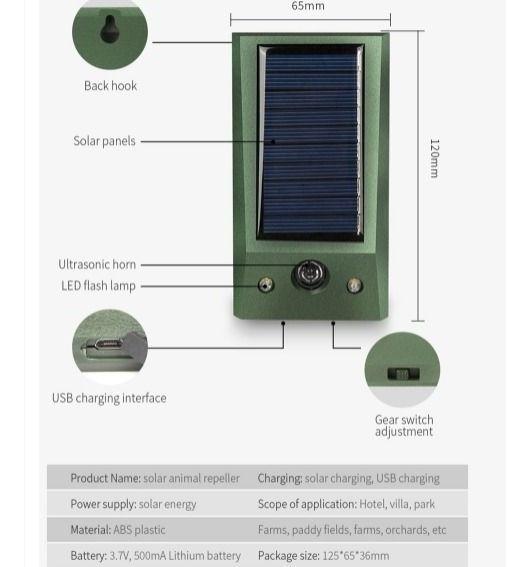 Imagem de Repelente Solar Para Pássaros Pragas Com Ondas Ultrassônicas