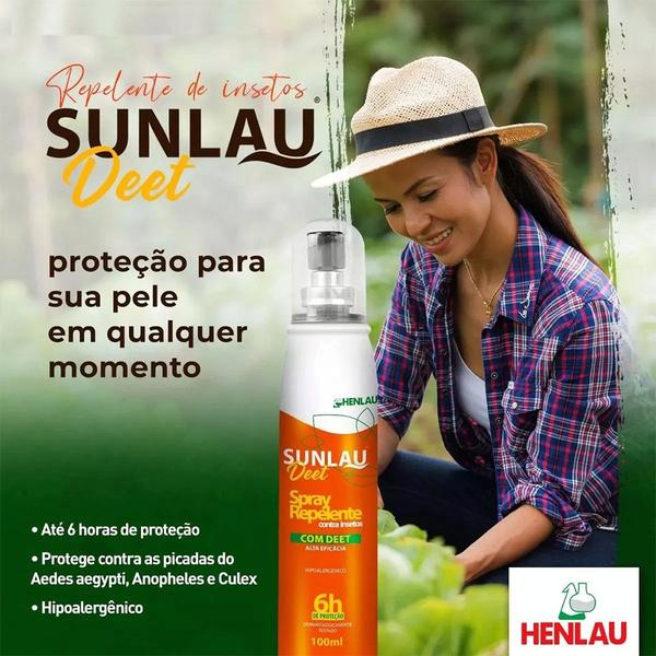 Imagem de Repelente Spray Contra Insetos Dengue 6h Sunlau Deet 100ml Henlau