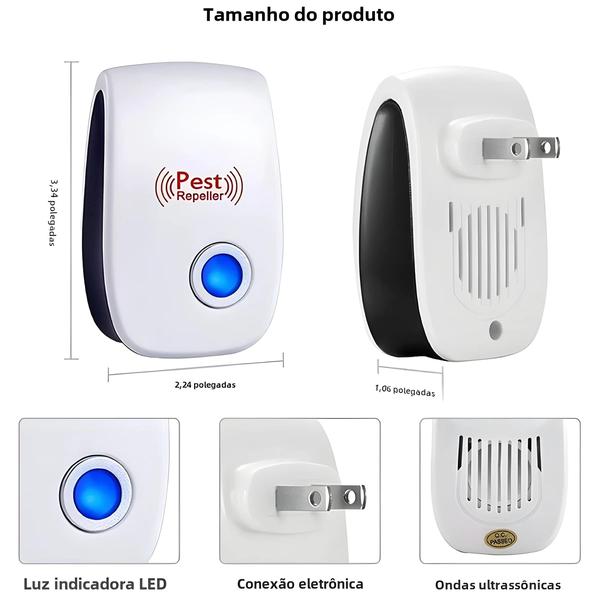 Imagem de Repelente Ultrassônico de Pragas - 6 Peças com Plugue UE - Controle Eletrônico 360°