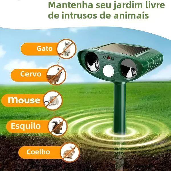 Imagem de Repelente Ultrassônico para Cães e Gatos - À Prova D'Água, Recarregável e com Energia Solar