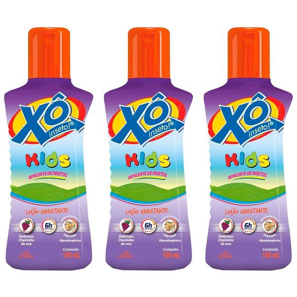 Imagem de repelente xô inseto kids repele mosquito muriçoca não oleoso delicioso cheirinho de uva 3x 100ml