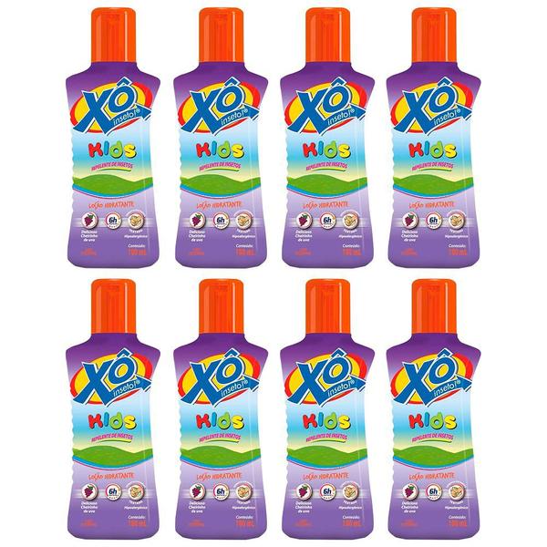 Imagem de repelente xô inseto kids repele mosquito muriçoca não oleoso delicioso cheirinho de uva 8x 100ml