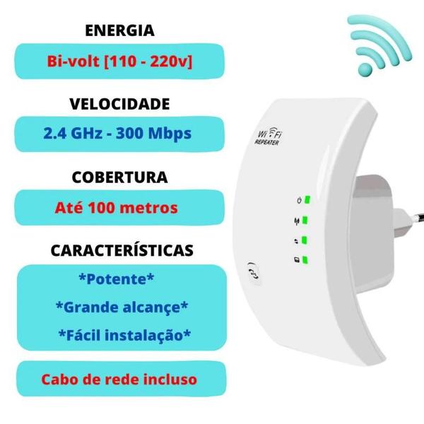 Imagem de Repetidor Amplificador Extensor Sinal 600mbps Alto Alcance