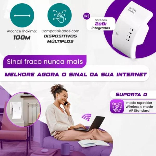 Imagem de Repetidor de Sinal Wi-Fi 300mbps Amplificador Wireless