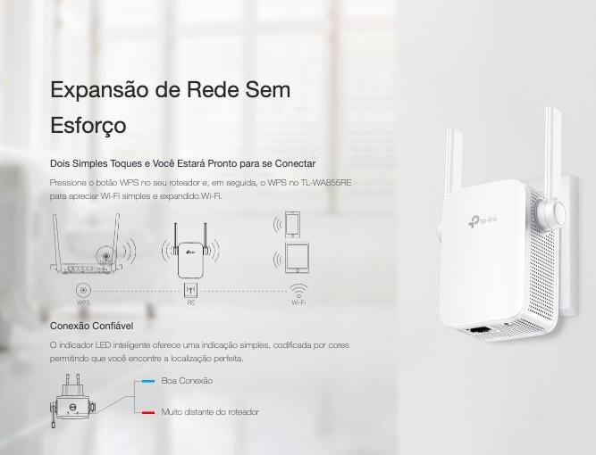 Imagem de Repetidor de Sinal Wireless S/Fio Bivolt TPLink WA855RE - Mais Sinal, Menos Preocupação