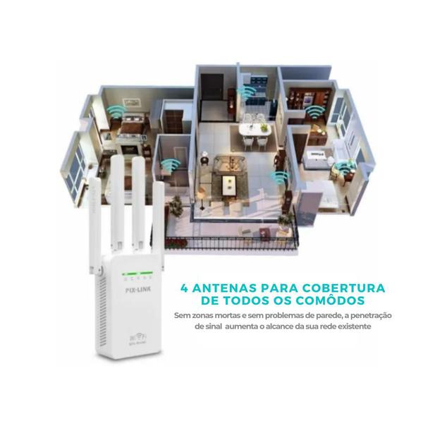 Imagem de Repetidor e Roteador Wi-Fi 4 Antenas - Pix Link LV-WR09