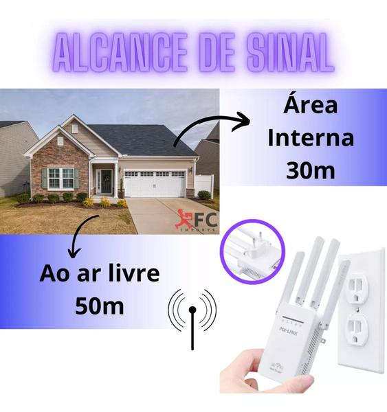 Imagem de Repetidor Expansor De Rede Sinal Wifi Roteador Wifi 2800m 4 Antenas Amplificador De Sinal Ultra Moderno