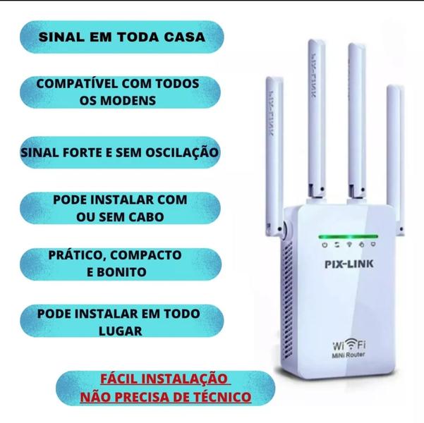 Imagem de Repetidor Wifi 2800m 4 Antenas Amplificador De Sinal Modem 300Mbps