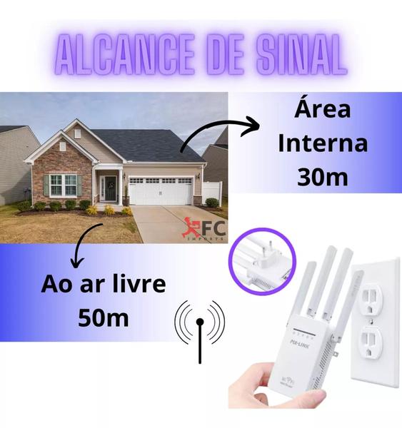 Imagem de Repetidor Wifi 2800m 4 Antenas Amplificador De Sinal Ultra Moderno