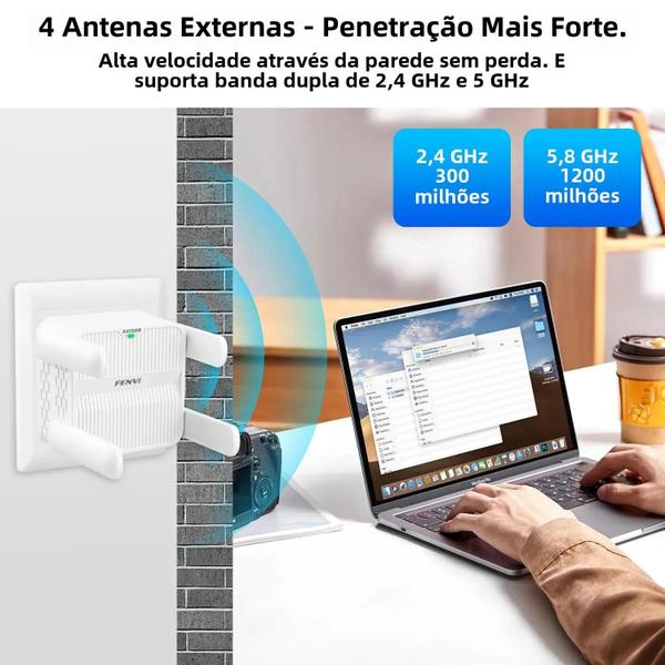 Imagem de Repetidor Wifi 6 AX1500 Dual Band 5GHz Fenvi - Extensor de Sinal de Longo Alcance