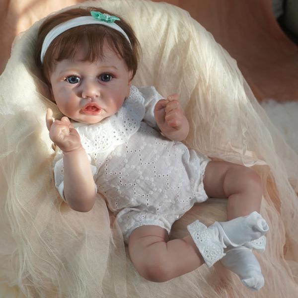 Imagem de Replica de 49 cm da boneca Reborn Baby Doll KSBD Saskia com conjunto de presente de mais de 3 anos