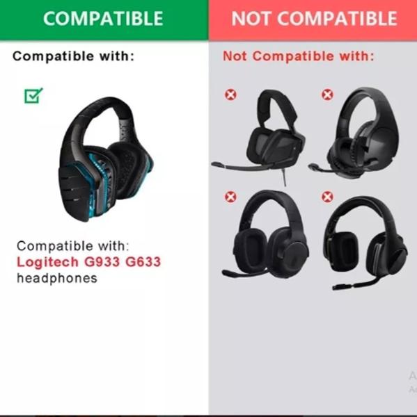 Imagem de Reposição Almofada de PU Logitech Almofada Reposição Compatível G633 G933 G935