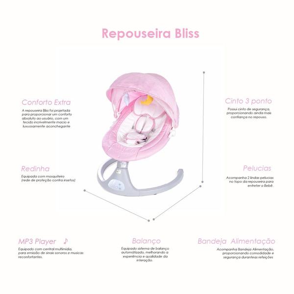 Repouseira Vibratória Infantil bliss Baby Style - Tapuzim Imagem de Repouseira Vibratória Infantil bliss Baby Style